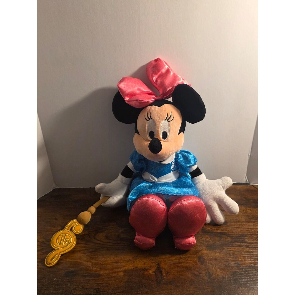 Disney Parks Minnie Mouse Plush Toy 15" Musical Notes Music Staff 2016